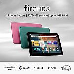 New Amazon Fire HD 8 tablet 32GB (2024 Release) $54.99