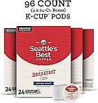 96 Counts Seattle's Best Coffee K-Cup Coffee Pods, Breakfast Blend $22.10