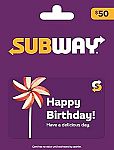 $50 Subway Gift Card $42.50