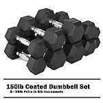 CAP 150lb Rubber Hex Dumbbell Set $119