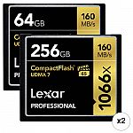 2 x 64GB LEXAR Professional 1066x CompactFlash Memory Card $75 and more