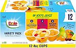 12-Pack 4oz Dole Fruit Bowls Variety Pack $5