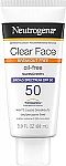 Neutrogena Clear Face Liquid Lotion SPF 50 Sunscreen for Acne-Prone Skin 3 fl oz $7.49 and more