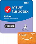 TurboTax Deluxe Federal 2023 + $10 Amazon Gift Card (Digital Download) $37 and more