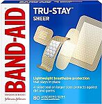 2 x 80ct Band-Aid Brand Tru-Stay Sheer Strips Adhesive Bandages $5.57 and more