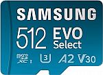 512GB SAMSUNG EVO Micro microSDXC SD-Memory-Card + Adapter $25 and more