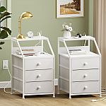 Set of 2 Travison Nightstands with 3 Drawers & Outlets and USB Ports $98 and more