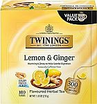 100 Count Twinings Lemon & Ginger Herbal Tea $8.39