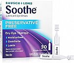 30-Ct Single Use Bausch + Lomb Soothe Preservative Free Lubricant Eye Drops $5.73