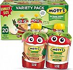 20 Count Mott's No Sugar Added Applesauce Variety Pack, 3.2 Oz Pouches $8