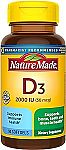90 Count Nature Made Vitamin D3 2000 IU (50 mcg) Softgels $3.76 and more