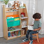 KidKraft Pocket Storage Wood Bookshelf with Slings and Shelves $53