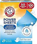 50-Count Arm & Hammer Power Sheets Laundry Detergent, Fresh Linen $8.99