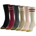 6-Pair Gold Toe Women's Casual Texture Crew Socks $6.65
