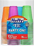 100 Count Hefty Party On Disposable Plastic Cups $7
