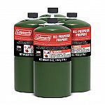 Coleman All Purpose Propane Gas Cylinder 16 oz, 4-Pack $19