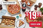 Domino's: 2 Medium 1-Topping Pizzas, 16-Pc Bread Bites, 8-Pc Cinnamon Twists & 2L Soda $19.99
