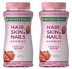 2 x 80 Count Nature's Bounty Optimal Solutions Hair, Skin & Nails Vitamin Gummies $5.70