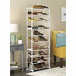 10-Tier 30-Pair Whitmor Floor Storage Plastic Shoe Tower Rack $8.34