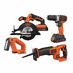4-Piece Black & Decker 20V MAX Power Tool Kit w/ 2x 1.5Ah Batteries & Charger $67.06