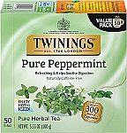 6-pack 50 Count Twinings of London Pure Peppermint Herbal Tea Bags $13.38