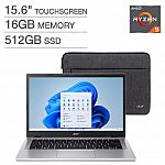 Acer Aspire 3 15.6" Touchscreen Laptop: Ryzen 5 7520U, 16GB Memory, 512 SSD $349.99