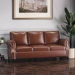 Noble House Amedou 80" Rolled Arm 3-Seater Removable Covers Sofa $288