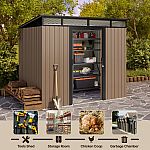 Lofka Outdoor Storage Shed with Sliding Doors, 8x6" Metal Garden Shed $270