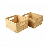 The Home Edit 2 Piece Small Bamboo Organizing and Storage Bins Brown $6