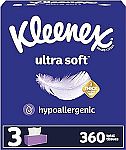 3-Pack 120-Count Kleenex 3-Layer Facial Tissues (Ultra Soft) $4.74