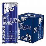 4-pk Red Bull Blueberry Blue Edition Energy Drink, 8.4 Fl Oz Cans $3.55