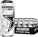 12-Pack 16-Oz Rockstar Zero Energy Drink, Silver Ice, 0 Sugar, with Caffeine and Taurine $14