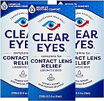3-Pack 0.5-Oz Clear Eyes Contact Lens Relief Eye Drops $6.65