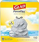 110-Count 13-Gal Glad ForceFlex Trash Bags + $15 Amazon Credit $17.58