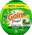 76-Count Gain flings Laundry Detergent Soap Pacs + $11.50 Amazon Credit $19