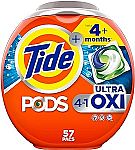57-Count Tide PODS Liquid Laundry Detergent Soap Pacs + $11.50 Amazon Credit $19