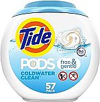 57-Count Tide Free and Gentle Laundry Detergent Pods + $11.50 Amazon Credit $15