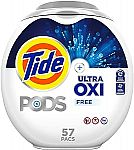 57-Ct Tide PODS Ultra OXI Free Laundry Detergent Pacs + $14 credit $19 