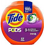 57-Ct Tide PODS Laundry Detergent Soap Pacs + $10 credit $15