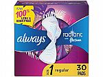 30-Ct Always Radiant Feminine Pads For Women, Size 1 (2 for $11) and more