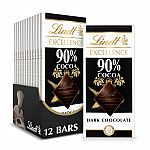 12-pk Lindt EXCELLENCE 90% Cocoa Dark Chocolate Bar 3.5 oz $20.52 and more