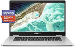 ASUS Chromebook C523 15.6" HD NanoEdge Laptop (N3350 4GB 32GB C523NA-DH02) $174.9