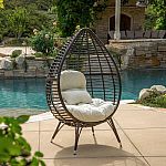 Noble House Cutter Teardrop Faux Rattan Outdoor Lounge Chair w/Cushion $157