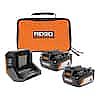 RIDGID 18V Lithium-Ion (2) 4.0 Ah Battery Starter Kit with Charger and Bag $69 and more