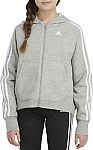 adidas Girls' Zip-Front Essential 3-Stripe Hooded Fleece Jacket $12 and more