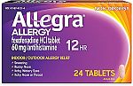 24 Count Allegra Adult 12HR Non-Drowsy Antihistamine $8.29