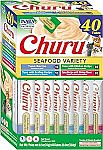 40-Count INABA Churu Squeezable Tubes Cat Treats (Tuna/Seafood Variety) $13.38