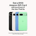 Google Pixel 8a 128GB Unlocked Smartphone with $100 Amazon Gift Card $499