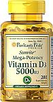 200-Ct Puritan's Pride Vitamin D3 5,000 IU Bolsters Immunity $3.50 and more