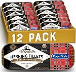 12 pack Brunswick Boneless Kipper Style Herring Fillets, 3.53 oz Can $14